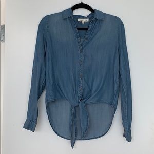 Chambray Jean Shirt with Tie Waist